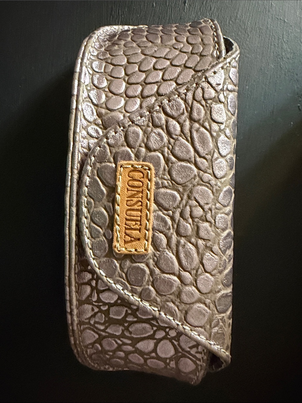 Consuela Metallic Pebble-Embossed Eyewear Case - Light Purple